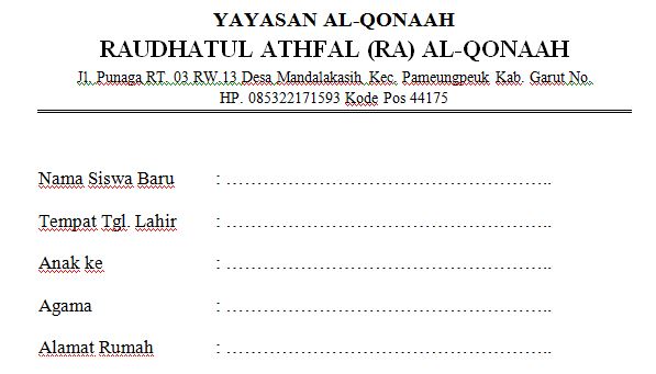 Download Contoh Formulir Data Siswa Peserta Didik RA dan PAUD Tahun 2016 Format Microsoft Word Download Contoh Formulir Data Siswa Peserta Didik RA dan PAUD Tahun 2016 Format Microsoft Word