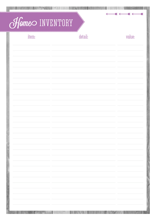 Free Printable Home Organizing Lists - Home Inventory