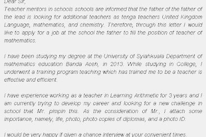 Contoh Surat Lamaran Kerja Dalam Bahasa Inggris Untuk