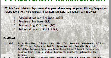 Lowongan Kerja Medan September 2019 Di Pt Asia Sawit Makmur Jaya Lowongan Kerja Medan Terbaru Tahun 2021