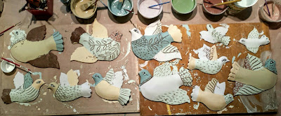 Making birds, Cathy Kiffney Ceramics