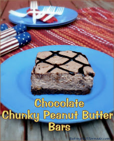 Chocolate Chunky Peanut Butter Bars, tons of chocolate and peanut butter flavors in these easy to make bars. | Recipe developed by www.BakingInATornado.com | #recipe #dessert