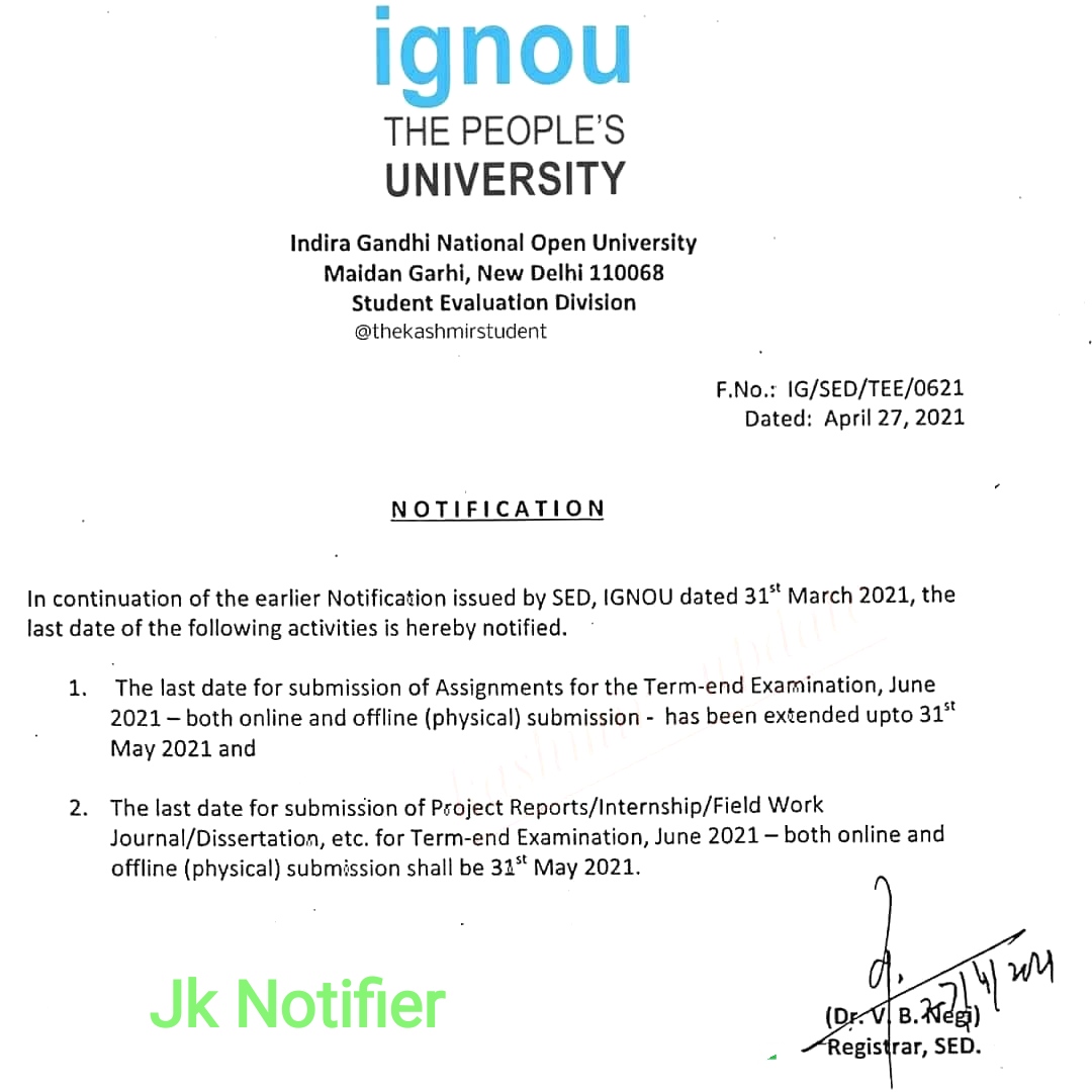 ignou dissertation submission date