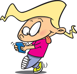 Clipart Image of a Little Girl Texting