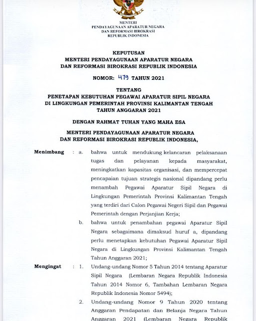 Formasi ASN 2021 Provinsi Kalimantan Tengah