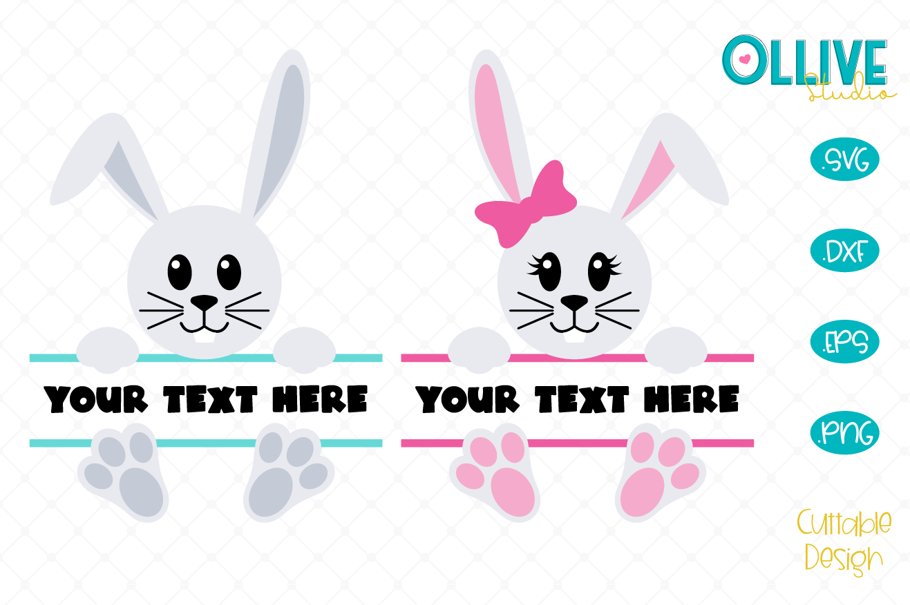 Easter Bunny Split Monogram SVG