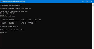 slecting disk in cmd