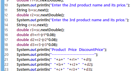 Java Program for shop Bill to Calculate total amount of product with ...