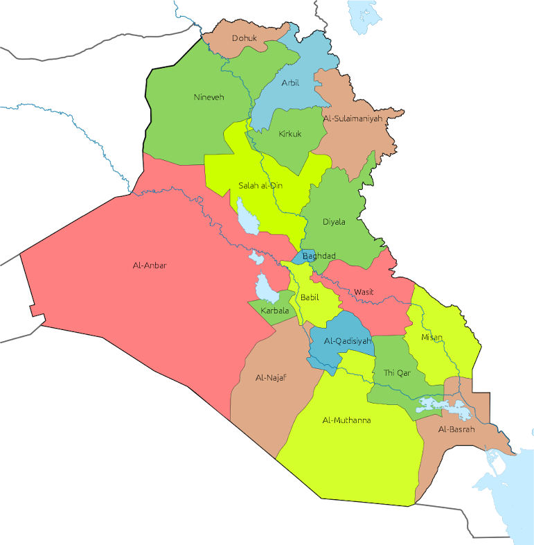 Peta pembagian wilayah administratif Irak
