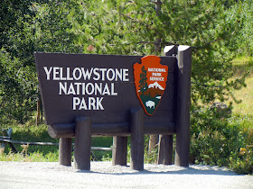 The Yellowstone National Park welcome sign The Yellowstone National Park welcome sign