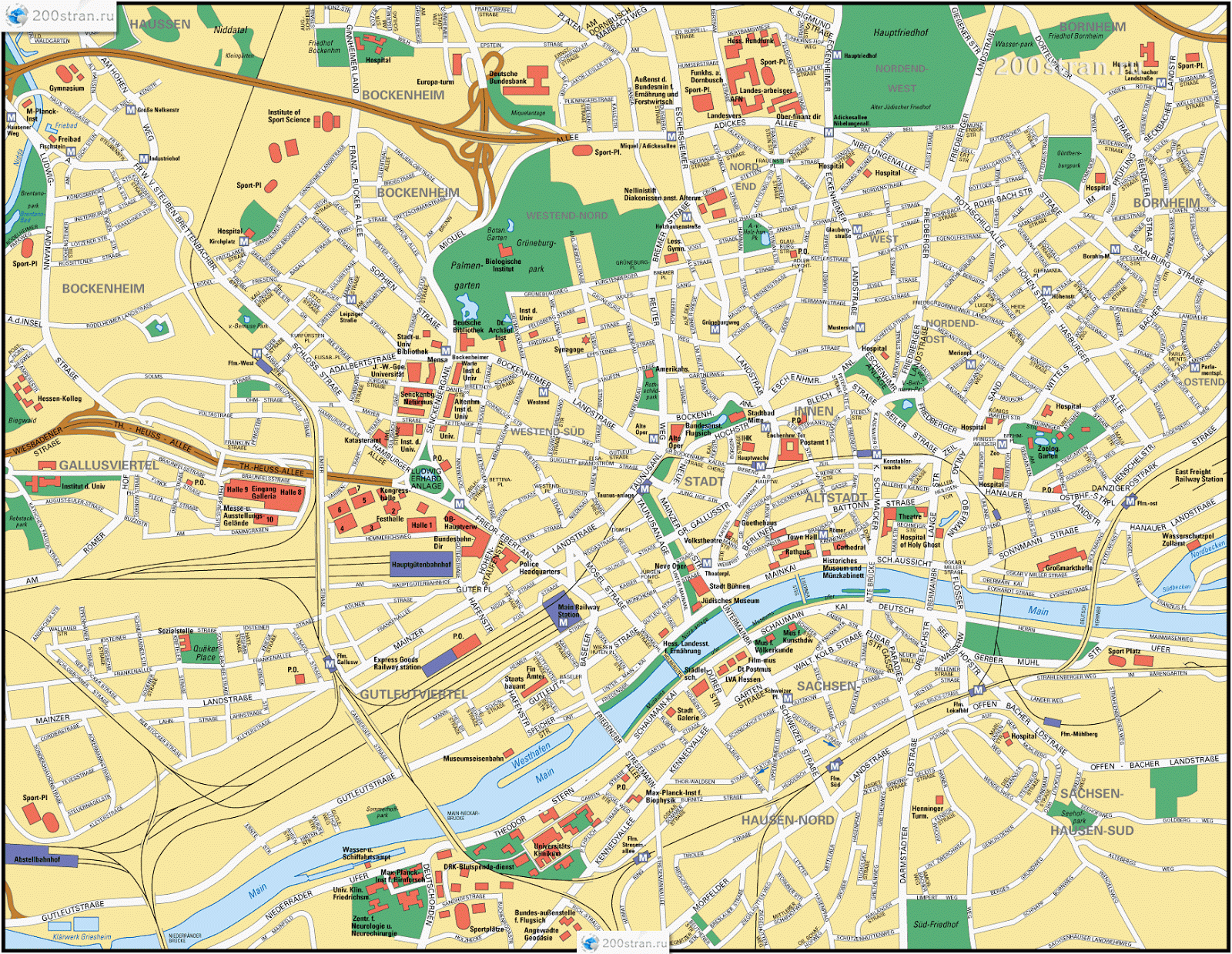 Map of Frankfurt am Main, Germany