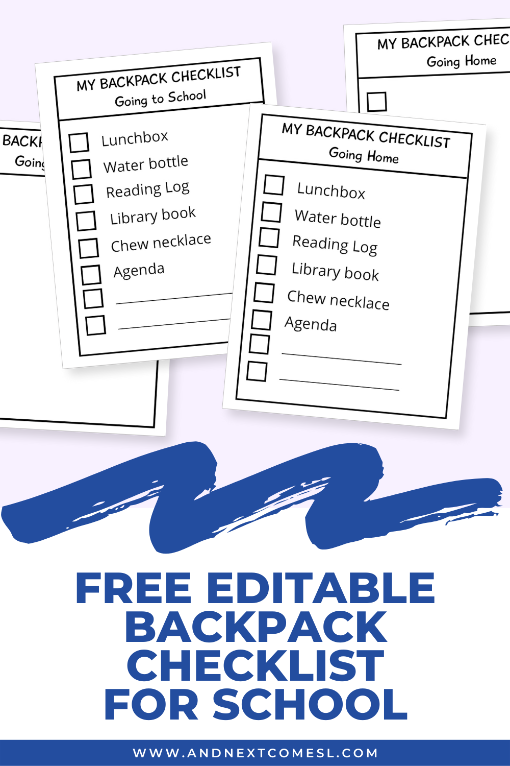 Free Editable Backpack Checklist for School And Next Comes L Hyperlexia Resources