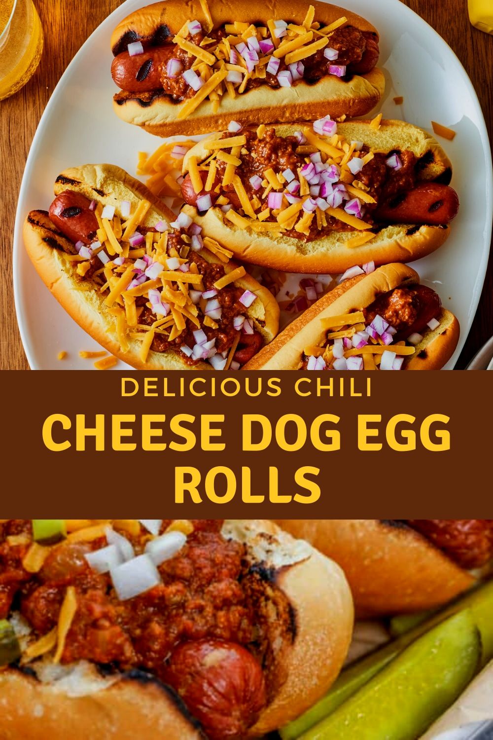 Delicious Chili Cheese Dog Egg Rolls fingerfood eggrolls