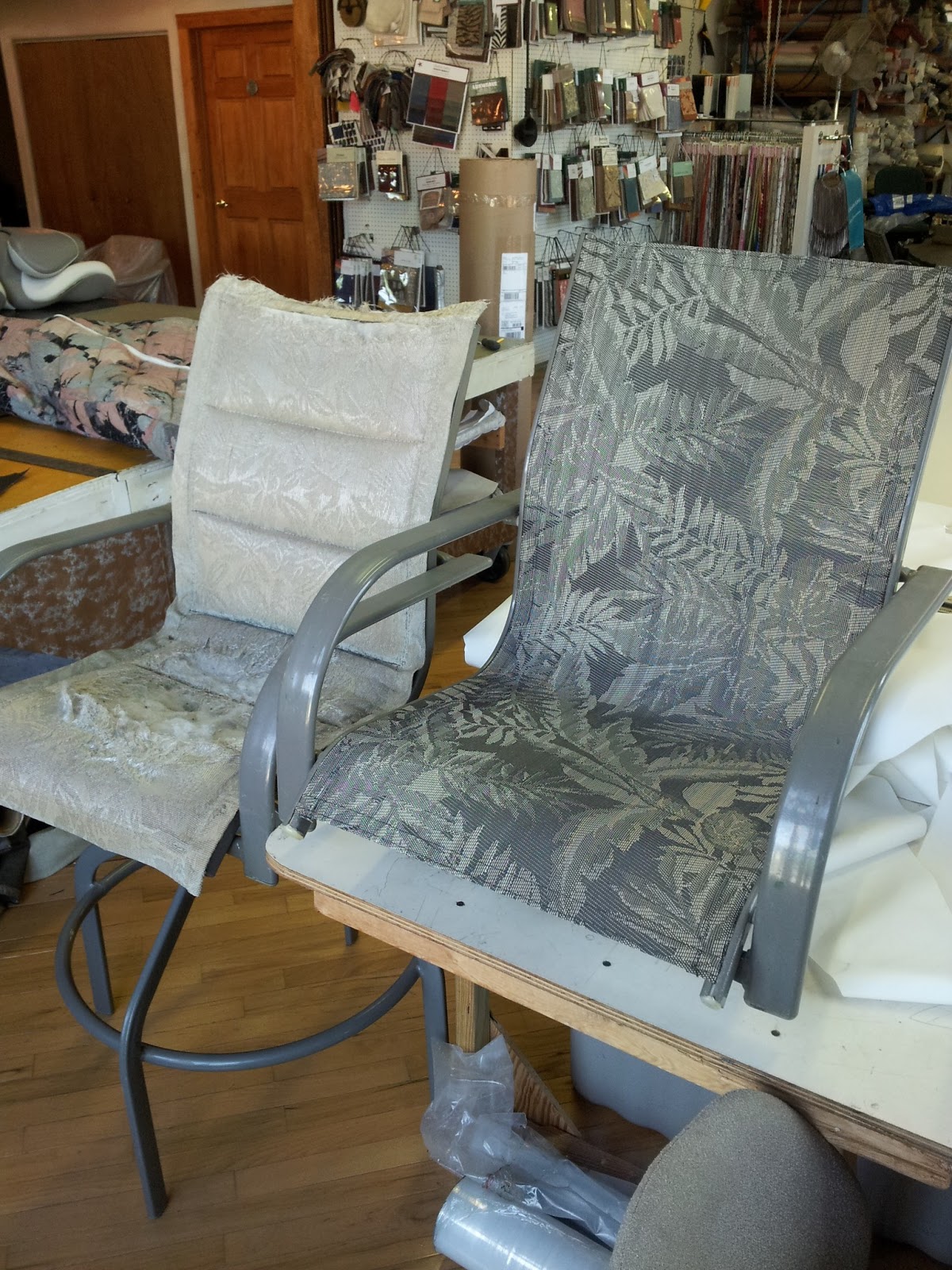 Homestyle Custom Upholstery and Awning Before And After Sling Back