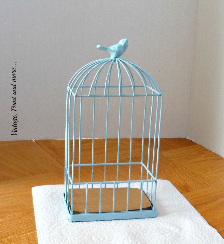 Blue Wire Bird Cage with Succulents Vintage, Paint and more...