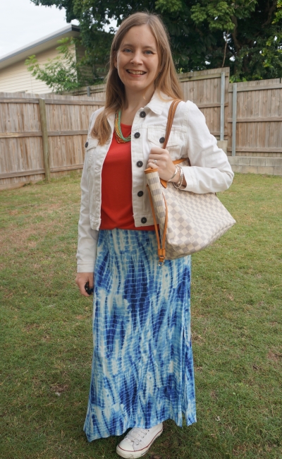 Away From Blue, Aussie Mum Style, Away From The Blue Jeans Rut: Sundresses  and Denim Jackets With Damier Azur Neverfull
