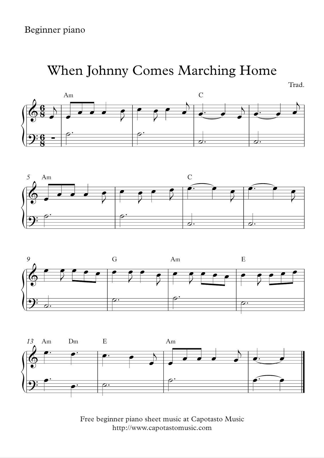 Free Printable Easy Piano Music Sheets Beginners