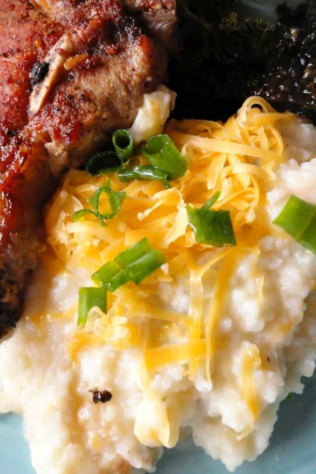 Mashed Cauliflower Potatoes with cheese and green onions are a great easy side dish recipe! Less calories then mashed potatoes from Serena Bakes Simply From Scratch.