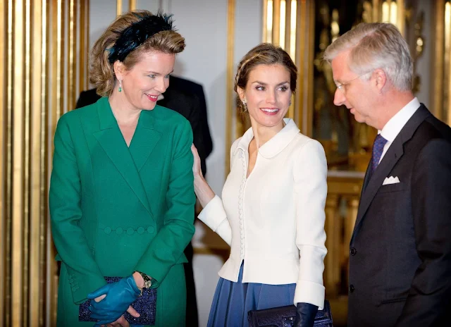 Queen Letizia of Spain visit Queen Mathilde of Belgium at the Royal Palace in Brussels - Belgium