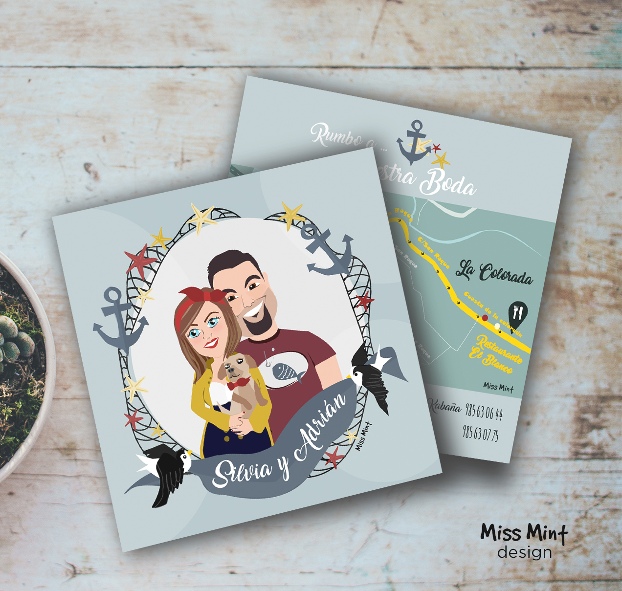 invitaciones de boda personalizadas Ilustraciones personalizadas