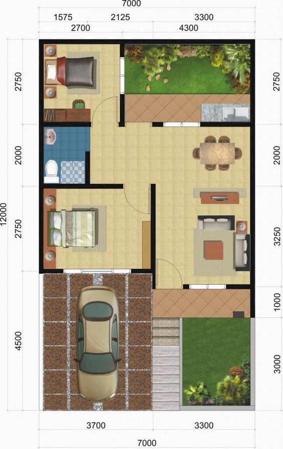 23 Denah rumah type 36 1 kamar tidur