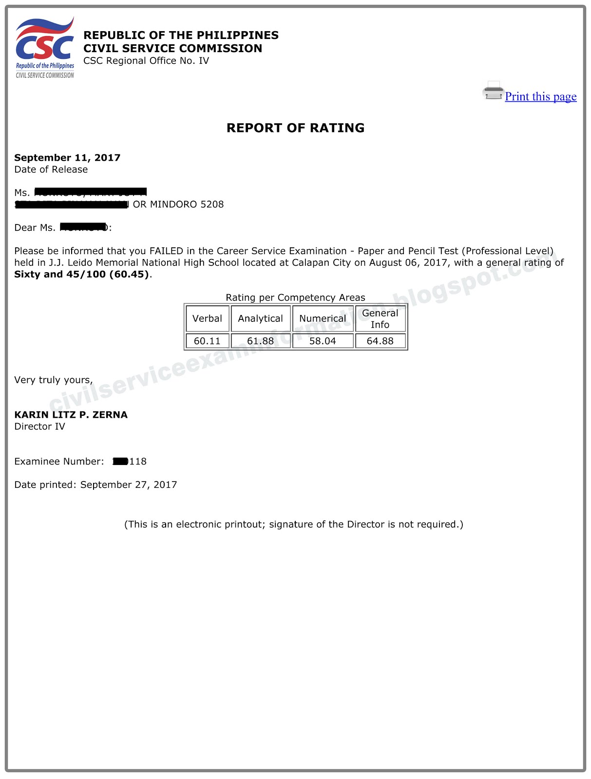Civil Service Exam PH EXAM RESULTS OCSERGS Online Career Service