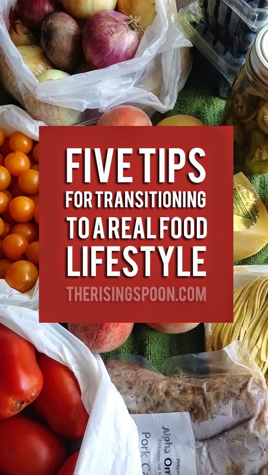 Thinking about switching to a real food lifestyle, but feeling overwhelmed? You're not alone! I'm sharing five simple tips that will help you make the transition to eating and shopping for real foods (plus cooking recipes at home) with less stress.