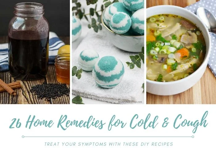 How to get fast relief with these cough and cold remedy recipes. This includes 26 natural DIY recipes that you can make at home. Includes drink, tea, soup, bath, and food recipes. These homemade homeopathic provide quick relief for congestion, sore throat, mucous, and sinus problems. Includes essential oils and herbal holistic remedies. Feel better so you can sleep with the best home remedies. #cold #cough #remedy #holistic #homeopathic