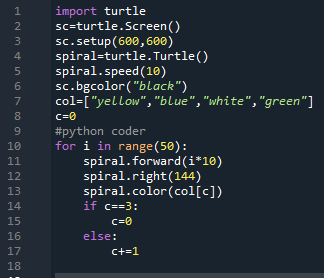 Draw Star Pattern using Python Turtle || Source code of STAR drawing ...