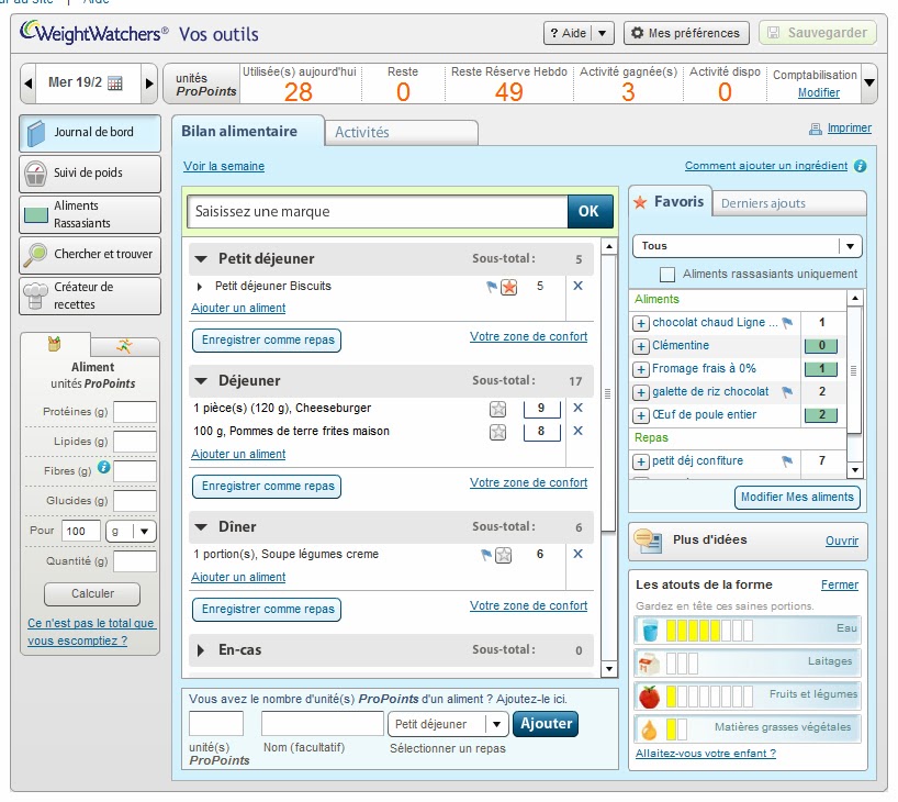 1 mois de Régime Weight Watchers 1er Bilan Superfici