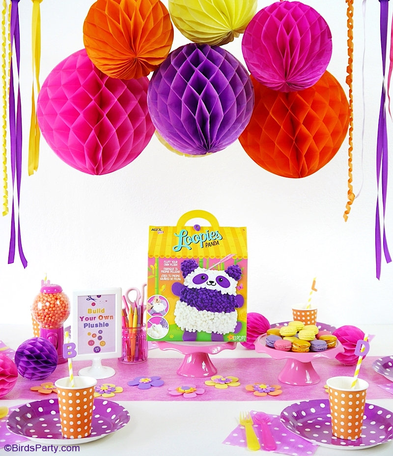 Kids Craft Party Ideas - easy decorations, DIY styling, party ideas and party favors for a crafty girls birthday party! by BIrdsParty.com @birdsparty #diycrafts #kidscrafts #craftsparty #craftsbirthdayparty #artscraftsparty #artscraftsbirthday #sewingbirthday #crochetbirthday