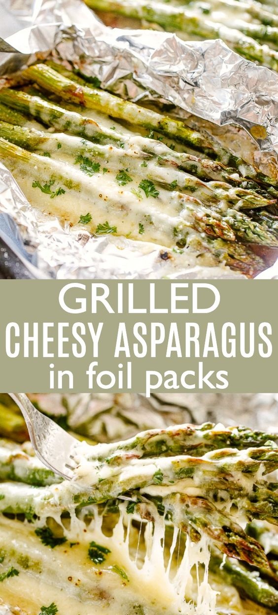 Cheesy Grilled Asparagus In Foil Packs