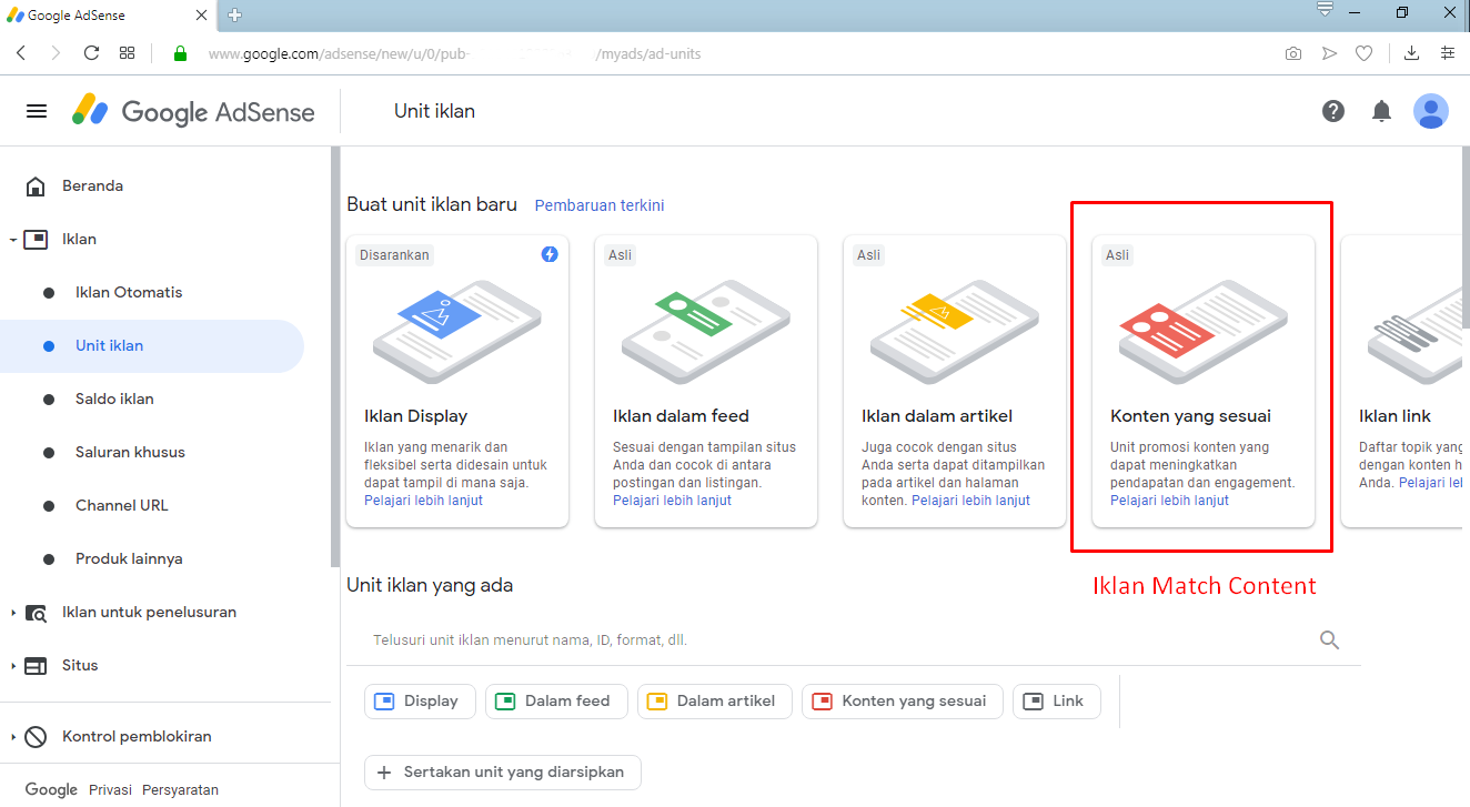 Iklan Matched Content Blogger