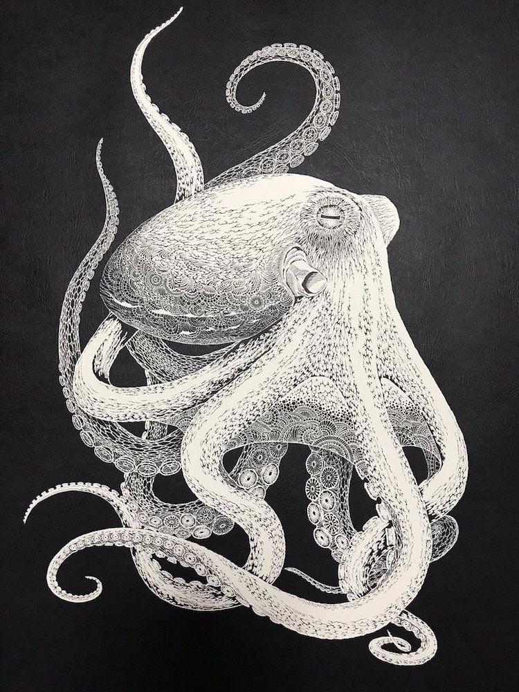 Japanese Artist Cuts Complex Paper Octopus From Single Sheet Of Paper
