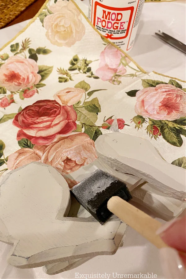 Patching Napkins In Decoupage