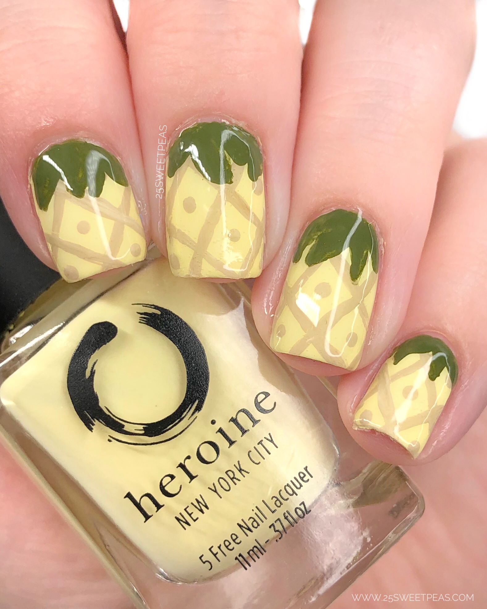 CND - Creative Nail Design - Pineapples are a symbol of hospitality, so  rock a pineapple manicure when you host your summer parties! 🍍 . CND  shades: Limoncello, Olive Grove and White
