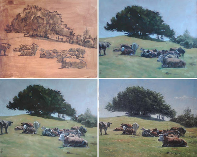 painting stages of Boultons bench landscape art