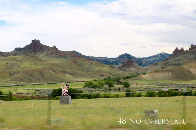 Back Roads Cross Country Road Trip travel - strange roadside attraction - Big Boy statue in Wyoming