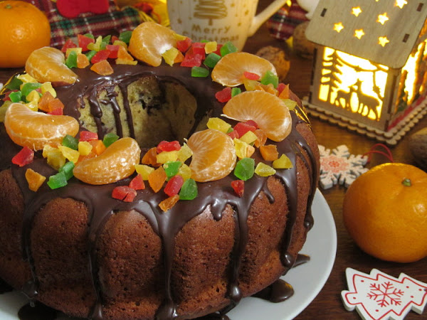 Мандариновый кекс с шоколадно-ореховой начинкой