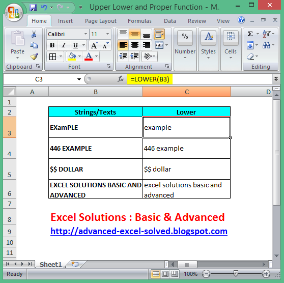 Use UPPER LOWER Function in Excel convert text from upper to lower