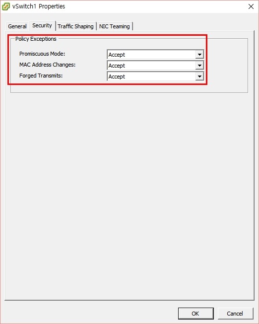 Connect everything vSphere switch Promiscuous mode