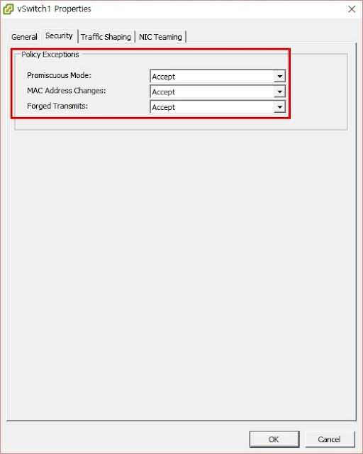 Connect everything vSphere switch Promiscuous mode
