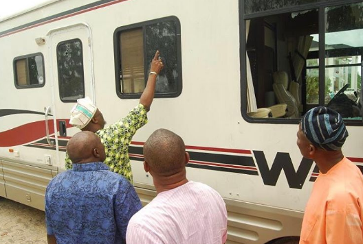 4 Photos: Dino Melaye takes people round his property to show where gun men attacked