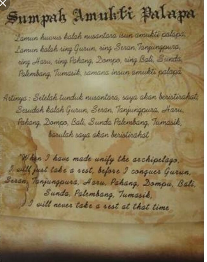 Isi Sumpah Palapa Patih Gajah Mada Majapahit Kuwaluhan Com