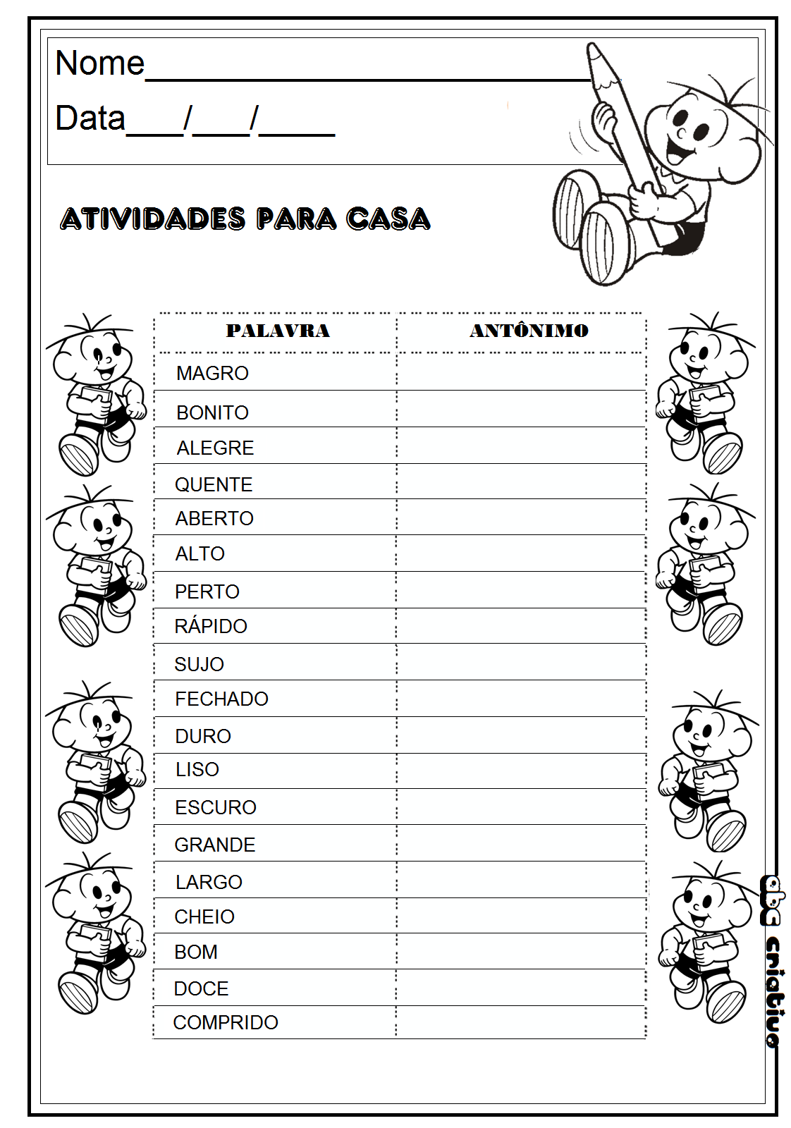 Atividade De Sinônimo E Antônimo - BINKEDU