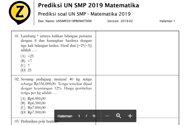 Download Latihan Soal Prediksi Soal Matematika UN SMP 2020 Download Latihan Soal Prediksi Soal Matematika UN SMP 2020