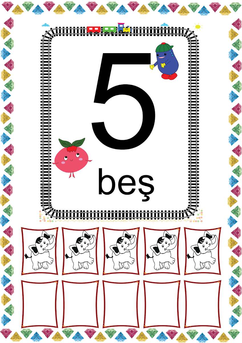 5 Rakamı Posteri – Okul Öncesi Sayı Panosu