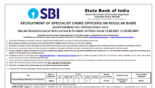 SBI SCO Requirement 2021 Notification, Application Form, Syllabus, Exam Pattern