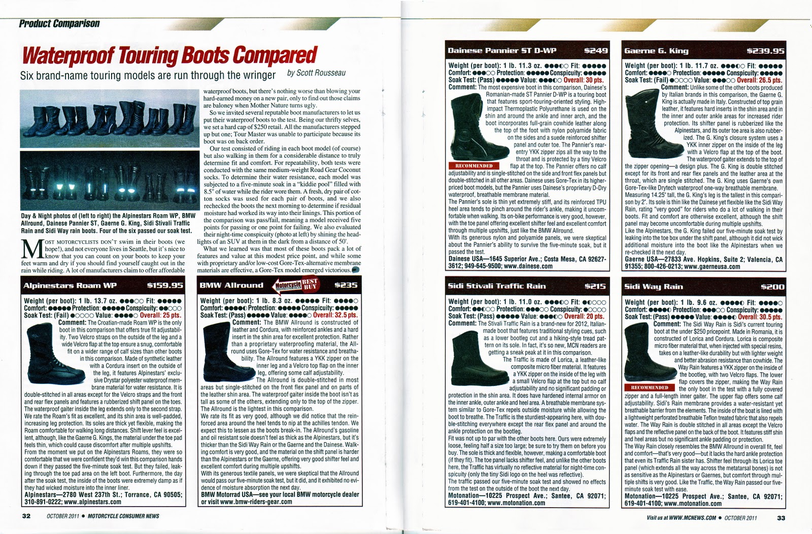 Motonation Motorcycle Consumer News 102011 Issue Featuring the SIDI