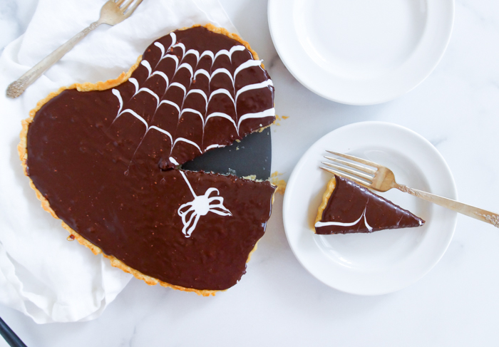 Chocolate Spiderweb Bakewell Tart 